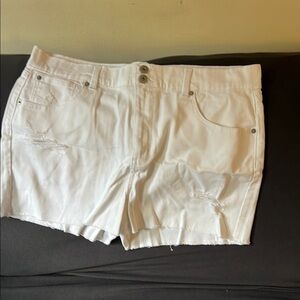 White Distressed Women Shorts
